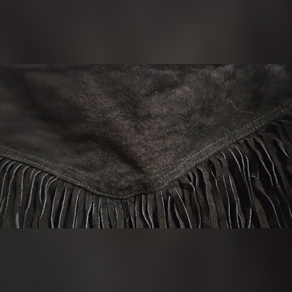 FOREVER 21 Genuine leather suede fringe mini skirt In Black.Size 29 NWT - Picture 6 of 10